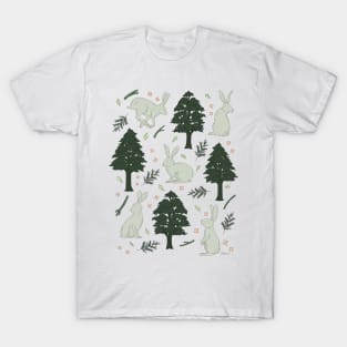 Rabbit Forest - Pink and Green T-Shirt